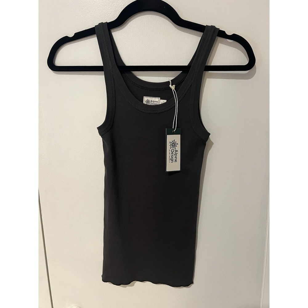 NWT Alpine Design Women's Ribbed Tank Top Midnight Black Gray Size XS New
